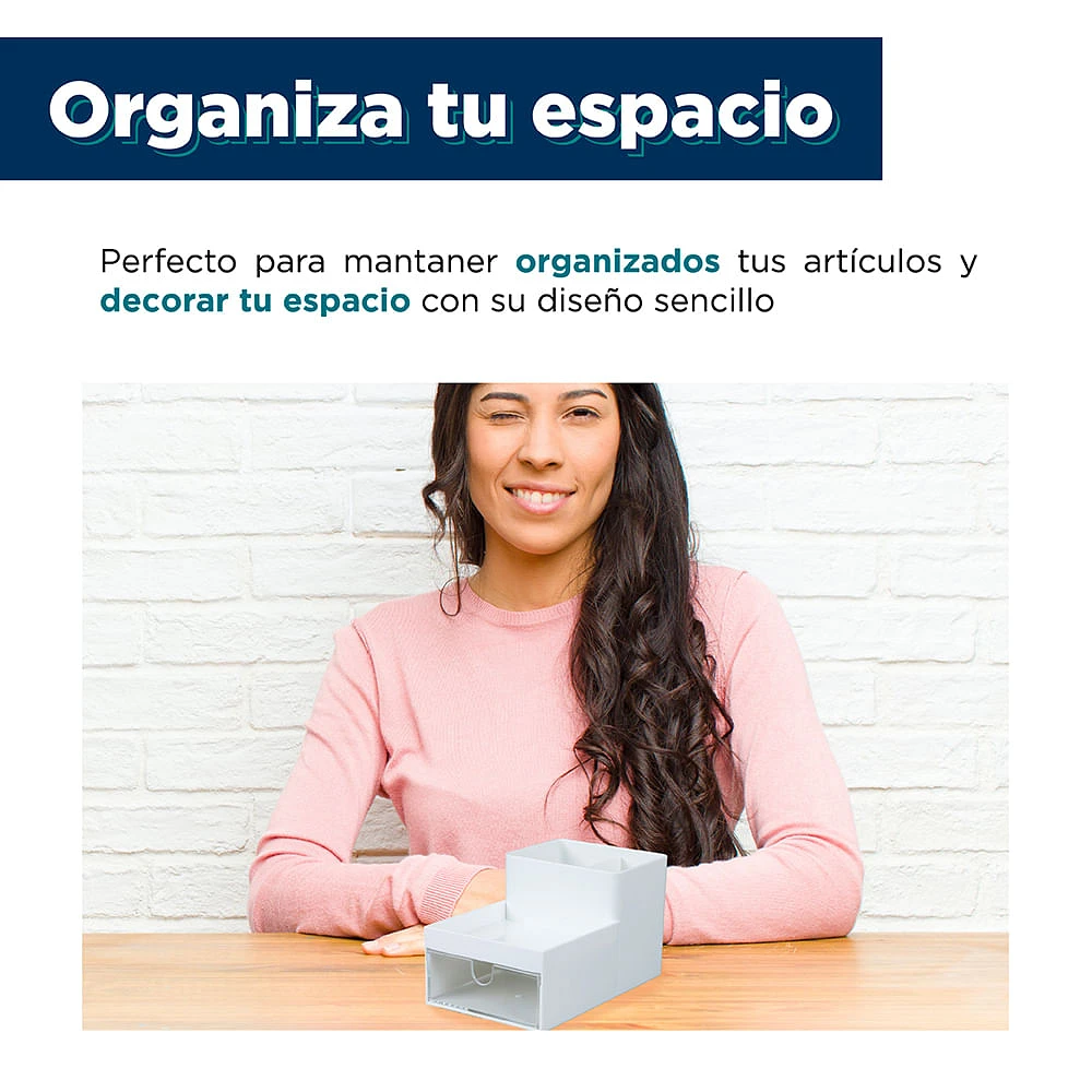 Organizador De Escritorio Plástico Blanco 16x9.8x9.2 cm