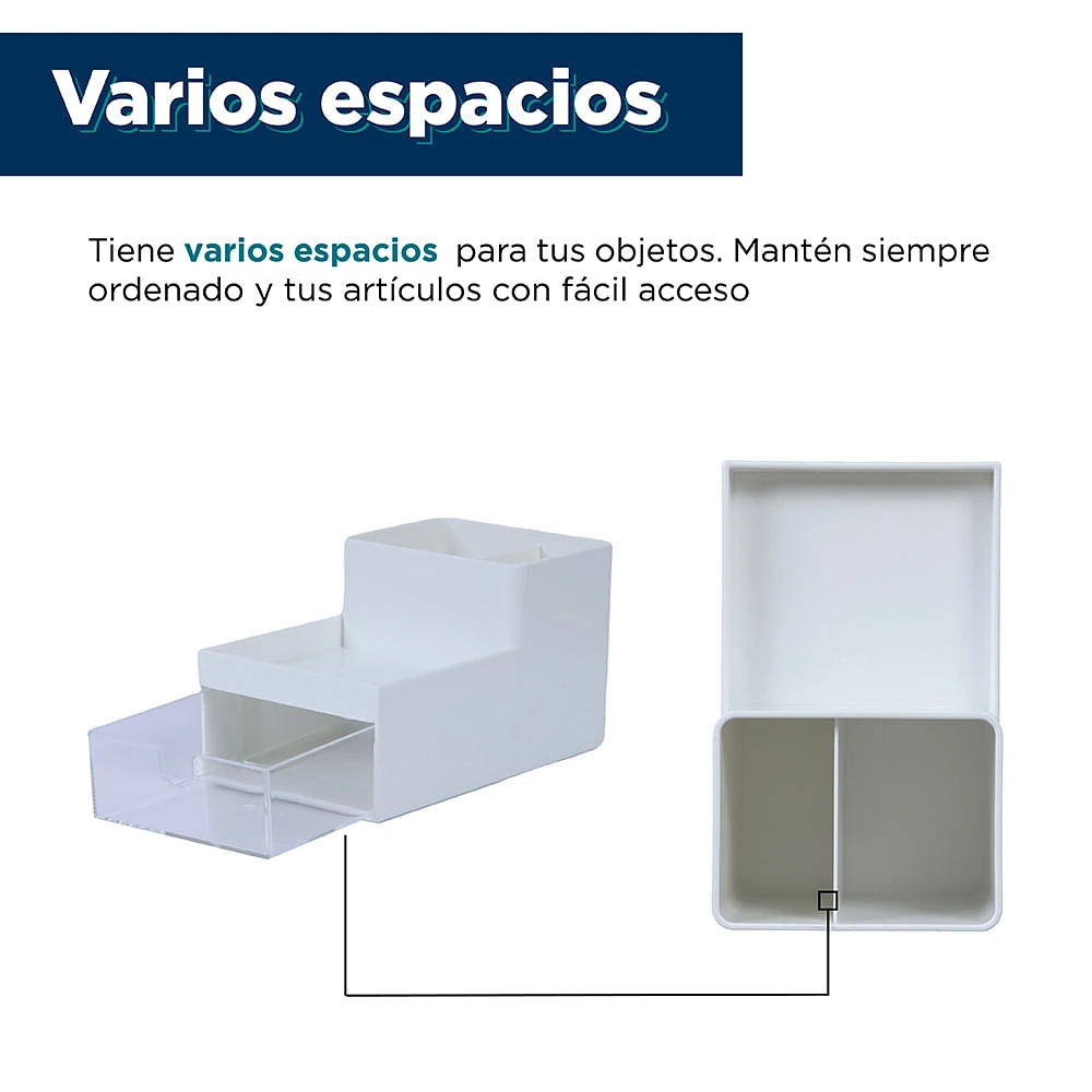 Organizador De Escritorio Plástico Blanco 16x9.8x9.2 cm