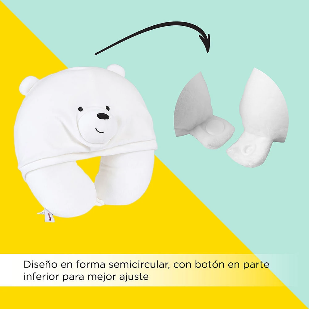 Almohada De Viaje Con Capucha  We Bare Bears Polar Blanco 31x31 cm