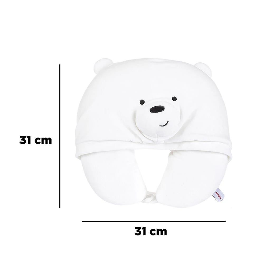 Almohada De Viaje Con Capucha  We Bare Bears Polar Blanco 31x31 cm