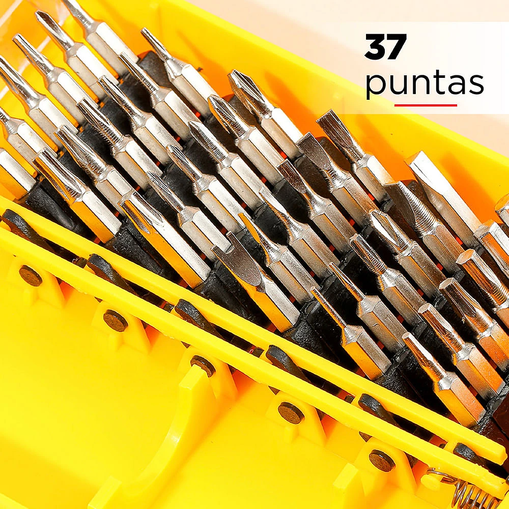 Kit Desarmador Con Puntas Acero Inoxidable 37 Piezas