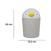 Bote De Basura Pingüino Sr. Miniso Plástico Gris 13.2x20 cm