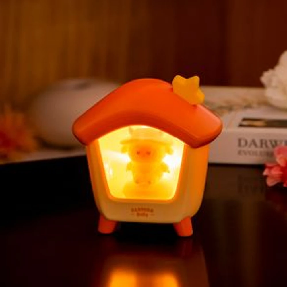Lámpara De Noche Corderito Plástico Naranja 12x9.5 cm