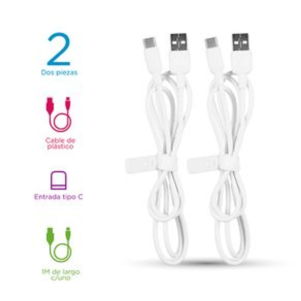 Set Cables De Carga USB A Tipo C Blancos 1 m 2 Piezas