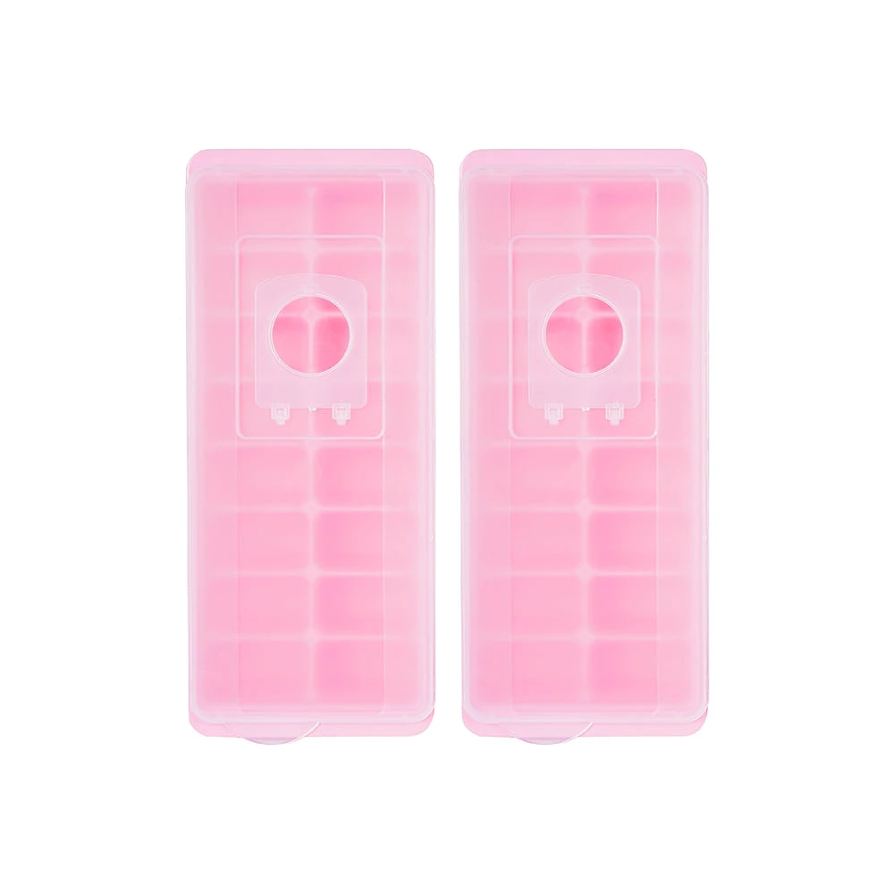 Molde Para Cubos De Hielo  De Plástico Rosa 2 Piezas