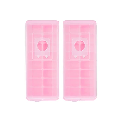 Molde Para Cubos De Hielo  De Plástico Rosa 2 Piezas