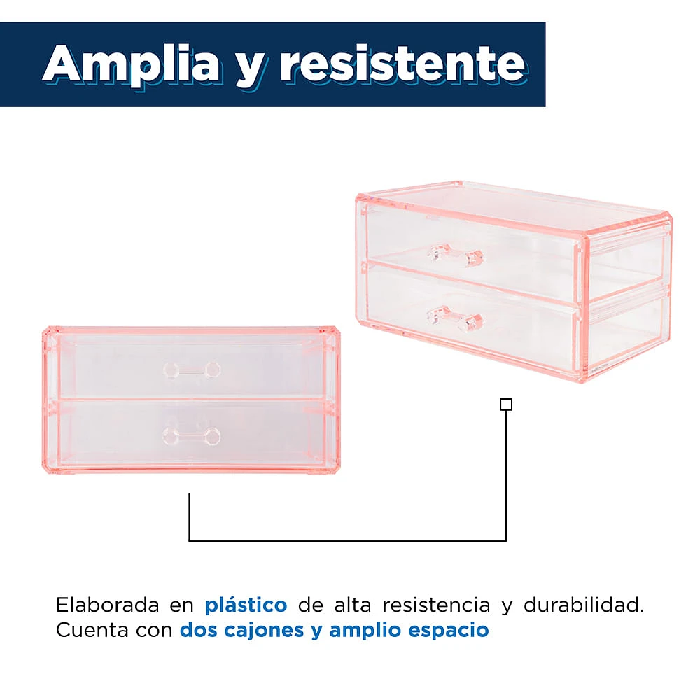 Caja De Almacenamiento Con Cajón Plástico Coral 18.8x12x9.3 cm