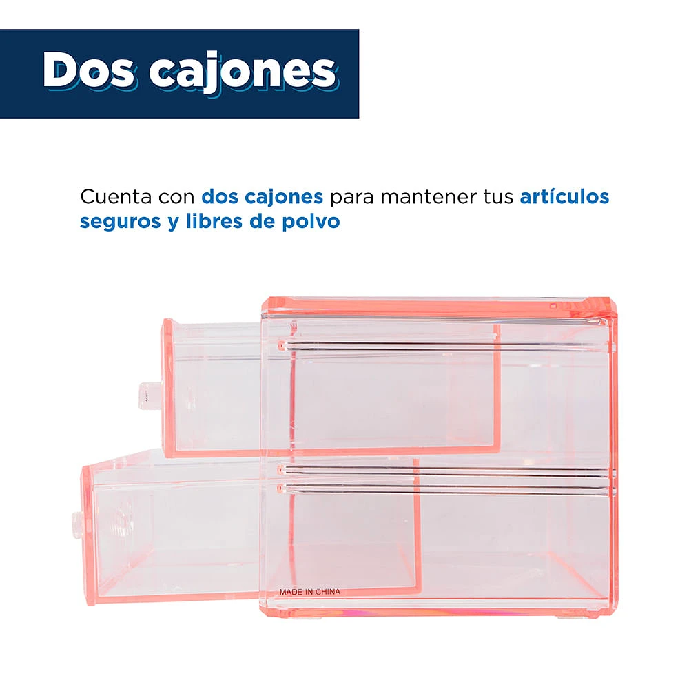 Caja De Almacenamiento Con Cajón Plástico Coral 18.8x12x9.3 cm