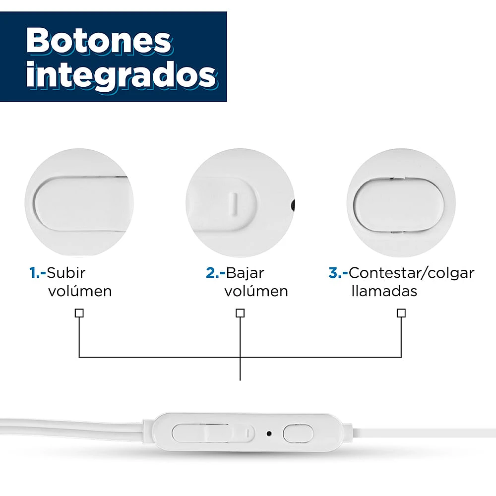 Audífonos De Cable Mod 1317 Con Control Plateado