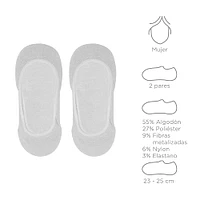 Set Tines Para Mujer 55% Algodón, 27% Poliéster, 9% Fibras, 6% Nailon, 3% Elastano Grises 22-24 2 Pares