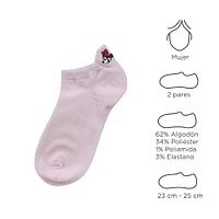 Tines Para Mujer Disney Minnie Mouse 62% Algodón, 34% Poliéster, 3% Elastano, 1% Poliamida Rosas 23-25 2 Pares