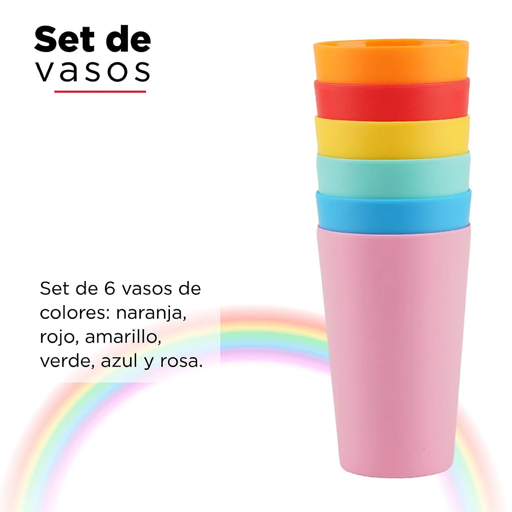 Set De Vasos Plástico 6 Piezas