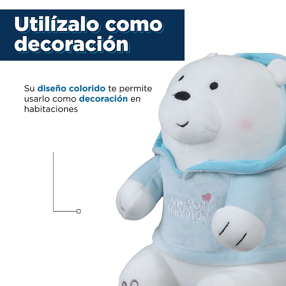 Peluche We Bare Bears Polar Con Sudadera Felpa Azul 25x18 cm