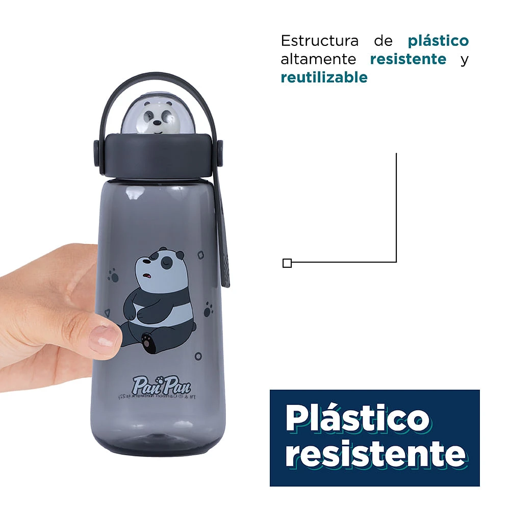 Cilindro We Bare Bears Panda Plástico Negro 600 ml