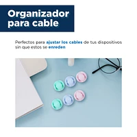 Set De Organizador De Cables Verde, Azul, Rosa 2.9x1.5 cm 6 Piezas