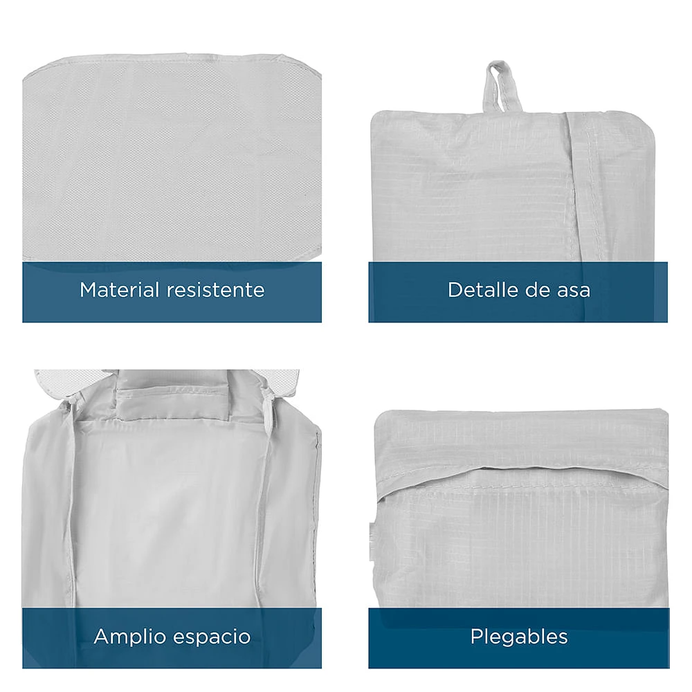 Set Bolsos De Viaje Grises 41x31x10 cm, 31x20.5x10 cm 2 Piezas