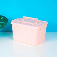 Caja Rectangular De Almacenamiento Con Tapa y Asa Plástico Rosa 25.5X17.7X14 cm