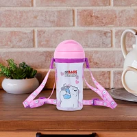 Cilindro We Bare Bears Polar Con Correa Y Popote Plástico Morado 400  ml