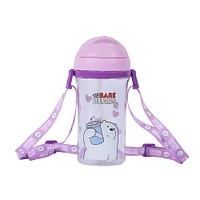 Cilindro We Bare Bears Polar Con Correa Y Popote Plástico Morado 400  ml