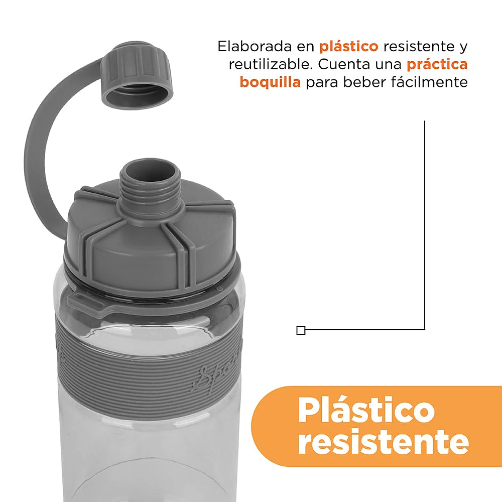 Cilindro Deportivo Gran Capacidad Plástico Gris 1 L