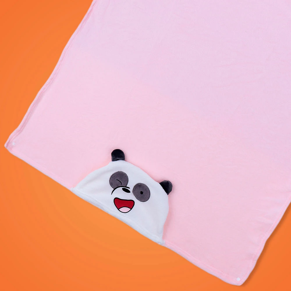 Manta Con Capucha We Bare Bears Panda Textil Rosa 100x90 cm