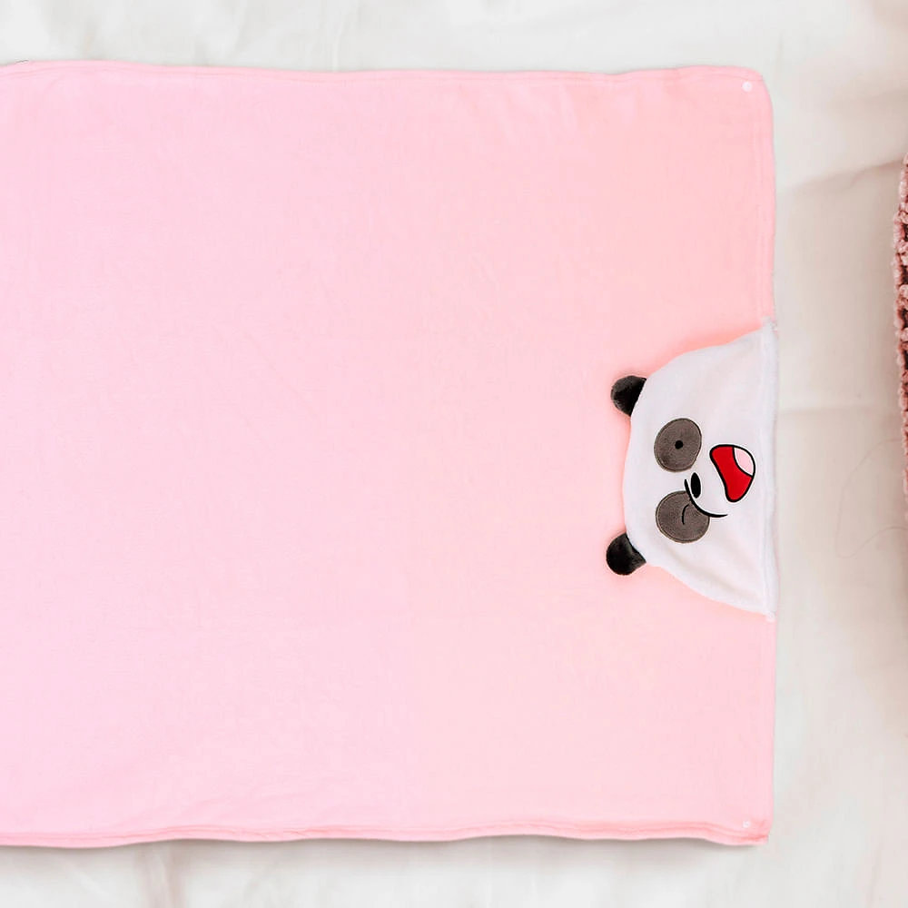 Manta Con Capucha We Bare Bears Panda Textil Rosa 100x90 cm