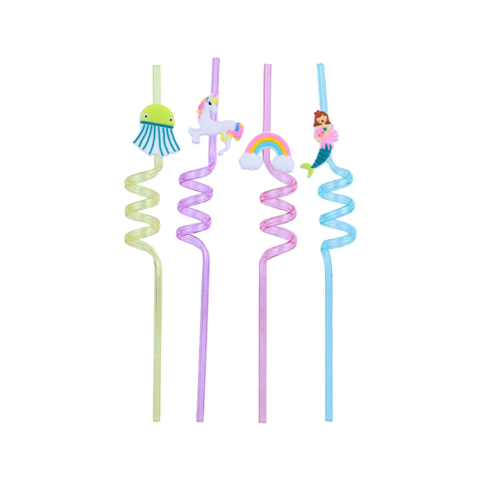 Set De Popotes Criaturas Mágicas Diseños Mixtos Plástico Multicolor 27.4 cm 4 Piezas