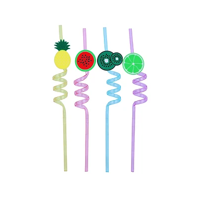 Set De Popotes Frutas Plástico Multicolor 27.4 cm 4 Piezas