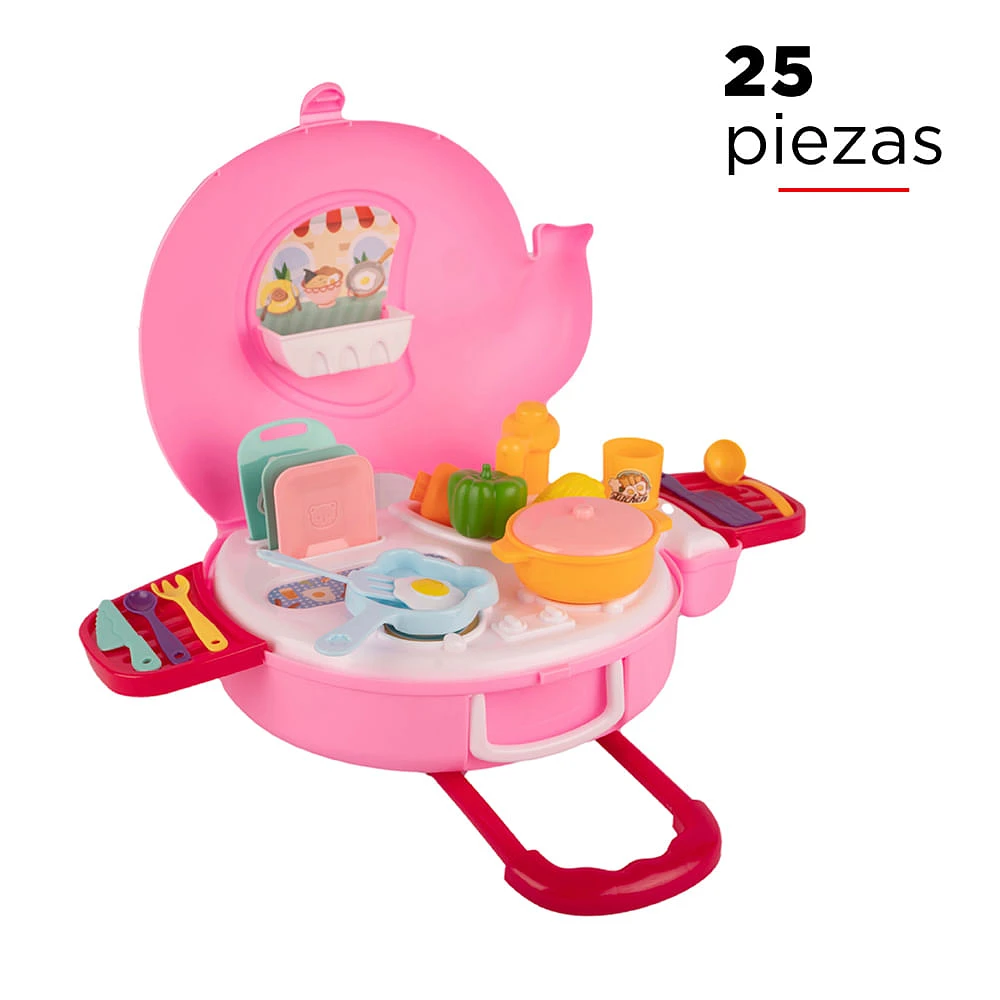 Set Juguete Con Estuche Cocina Sintético Rosa 38.5x29x30 cm 25 Piezas