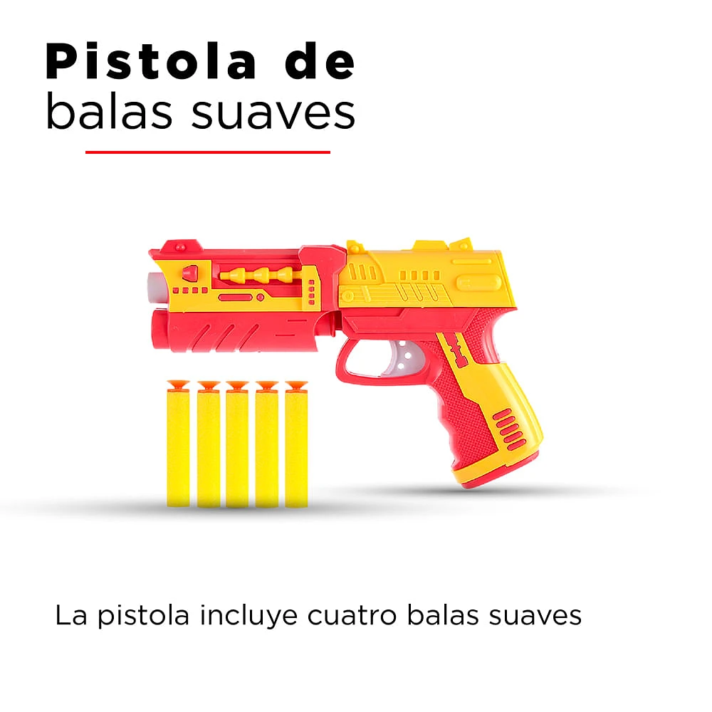 Pistola De Juguete Balas Suaves Roja 19.5x12.5x4.4 cm 5 Piezas