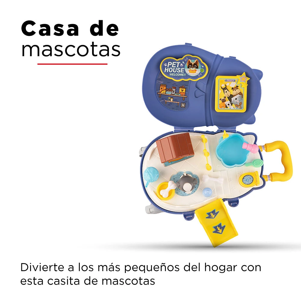 Estuche De Juguete Casa De Mascotas Sintético Azul 29x21 cm 22 Piezas