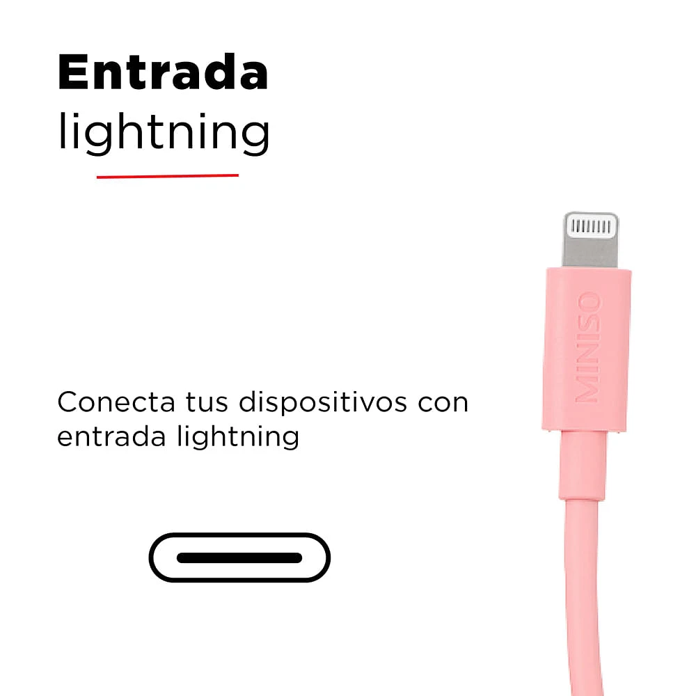 Cable De Carga Rápida USB A Lightning Rosa 2 M