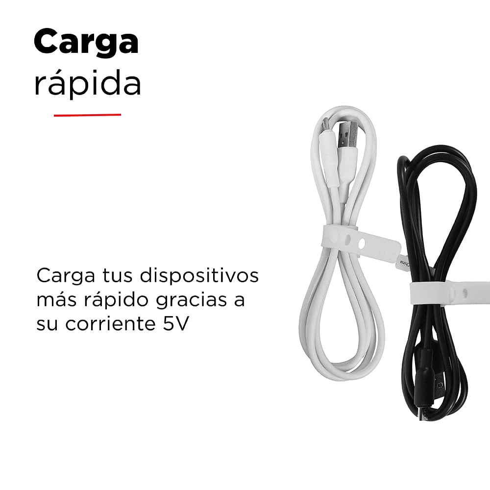 Set Cables De Carga USB A Micro USB Blanco, Negro 1 m 2 Piezas