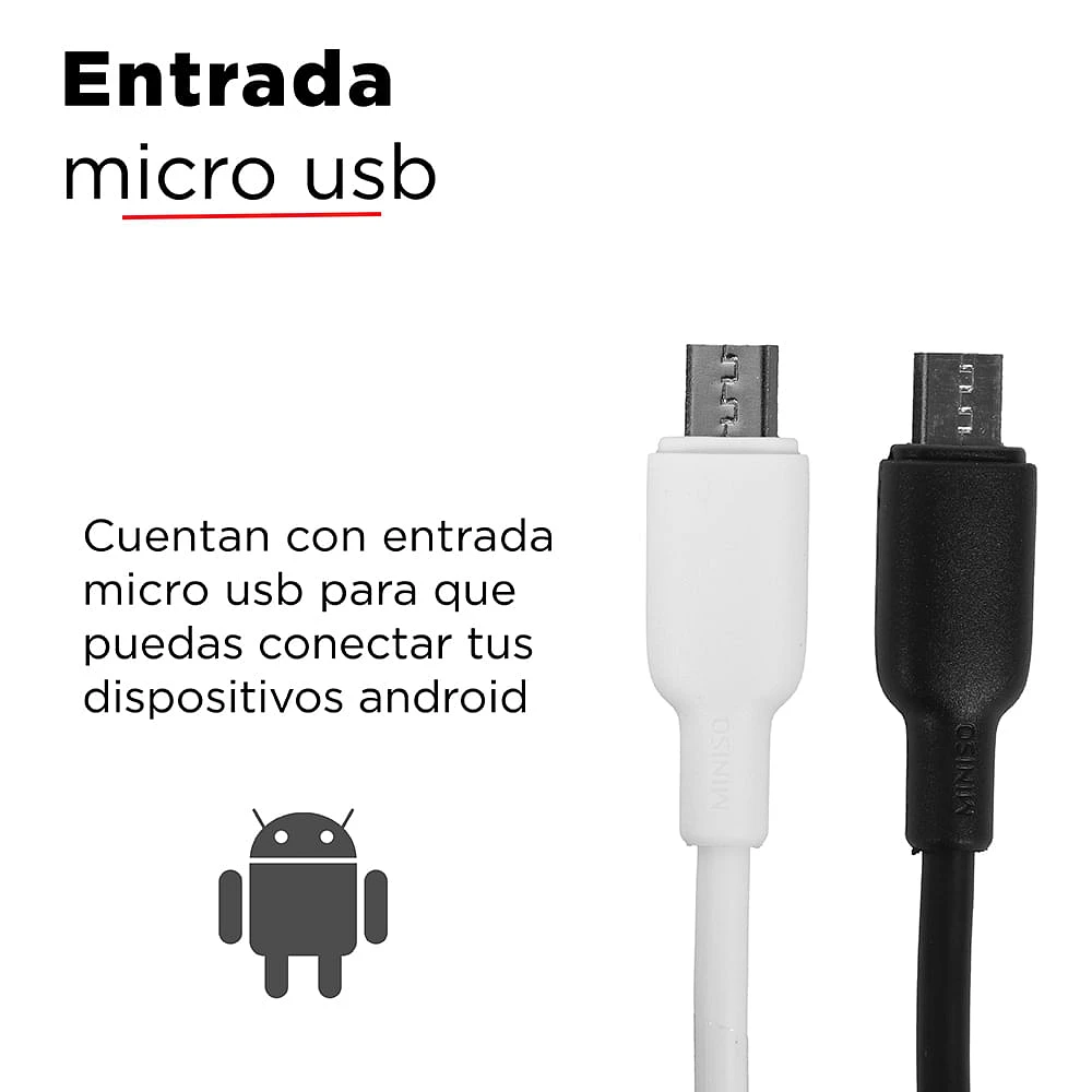 Set Cables De Carga USB A Micro USB Blanco, Negro 1 m 2 Piezas