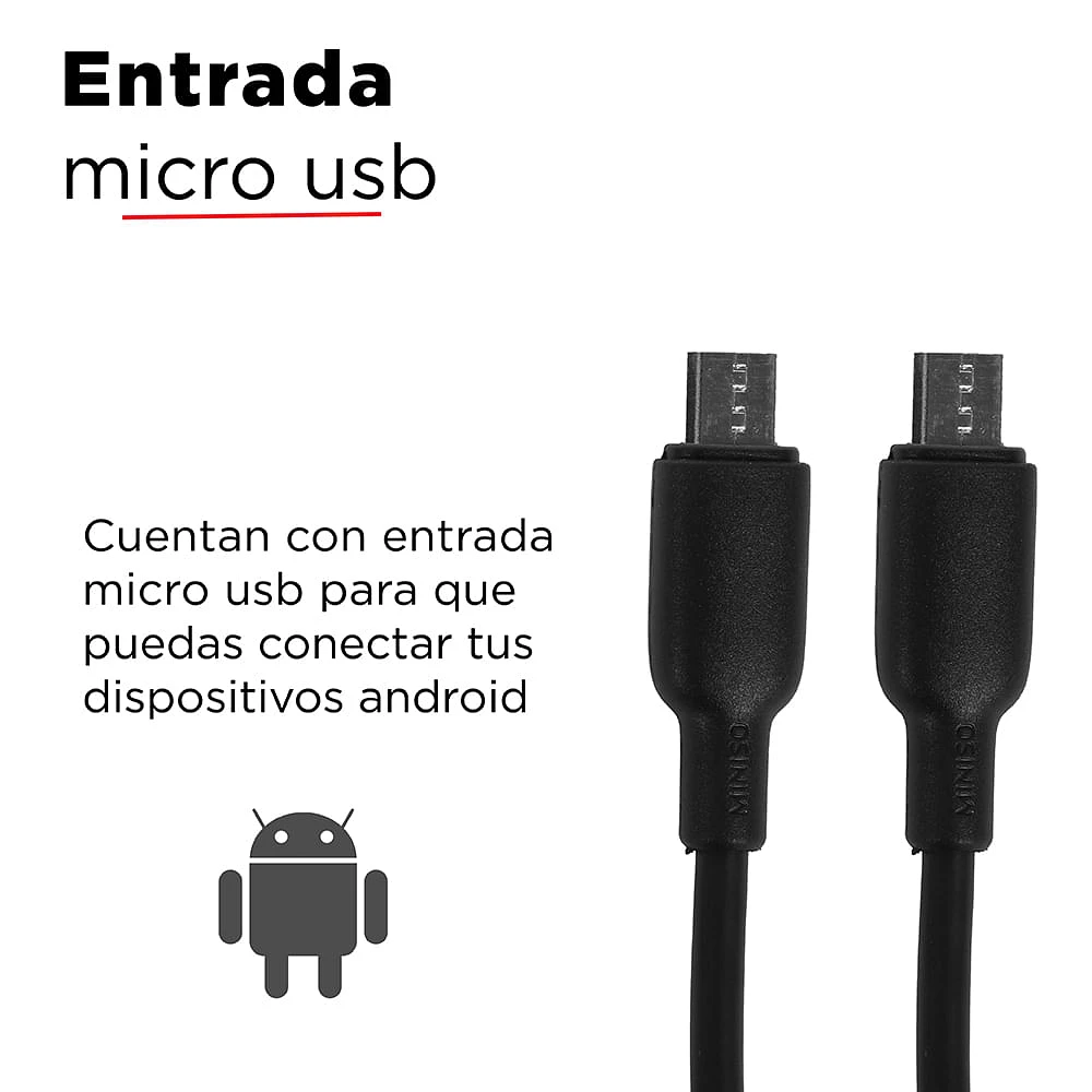 Set Cables De Carga USB A Micro USB Negros 1 m 2 Piezas