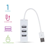 Adaptador USB 4 Puertos Blanco 2x21.6 cm