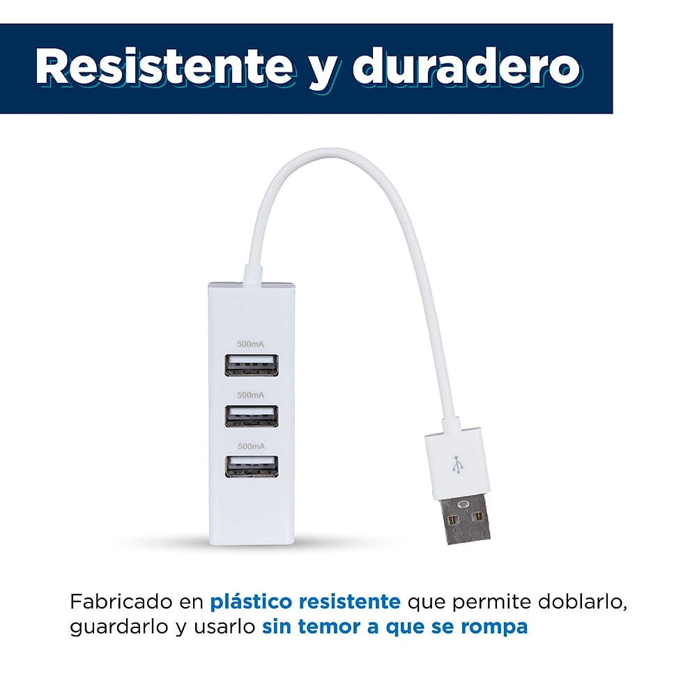 Adaptador USB 4 Puertos Blanco 2x21.6 cm