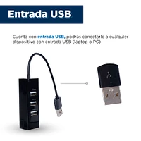 Adaptador USB 4 Puertos Negro 2x21.6 cm