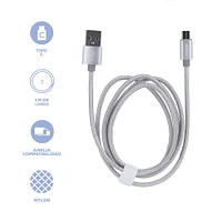 Cable De Carga Rápida Y Datos USB A Micro USB Plateado 1 m