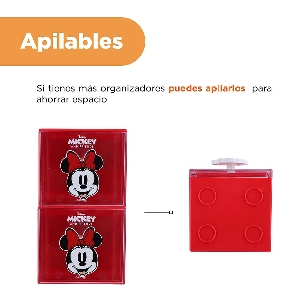 Organizador De Escritorio Disney Minnie Mouse Con Cajón Sintético Rojo 10x9x8 cm