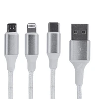 Cable De Carga Y Datos 3 En 1  Blanco 1 m Tipo C, Lightning Y Micro USB