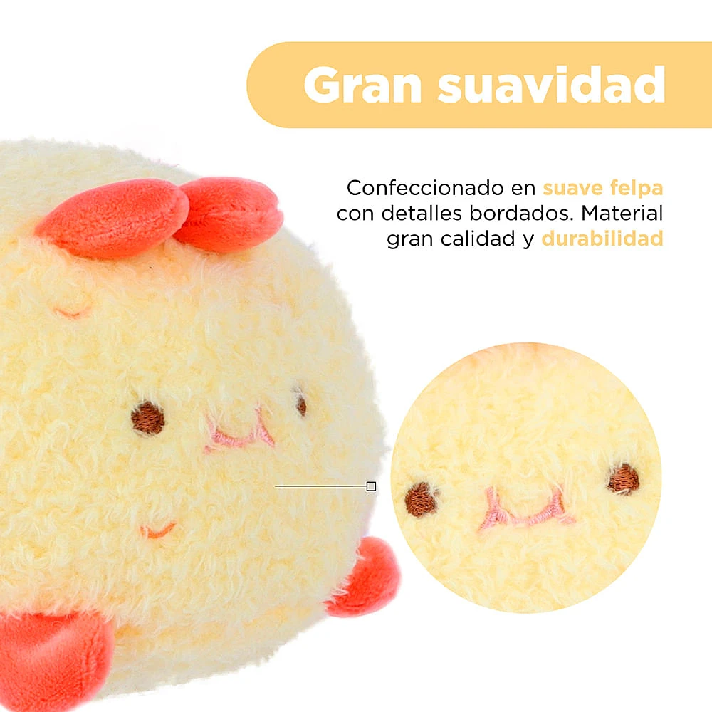 Peluche Miniso Camaroncito Empanizado Felpa Amarillo 15 cm