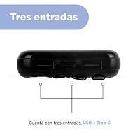 Batería Portátil Con Cables De Carga Power Bank Sintético Negro 7.5x2x15 cm