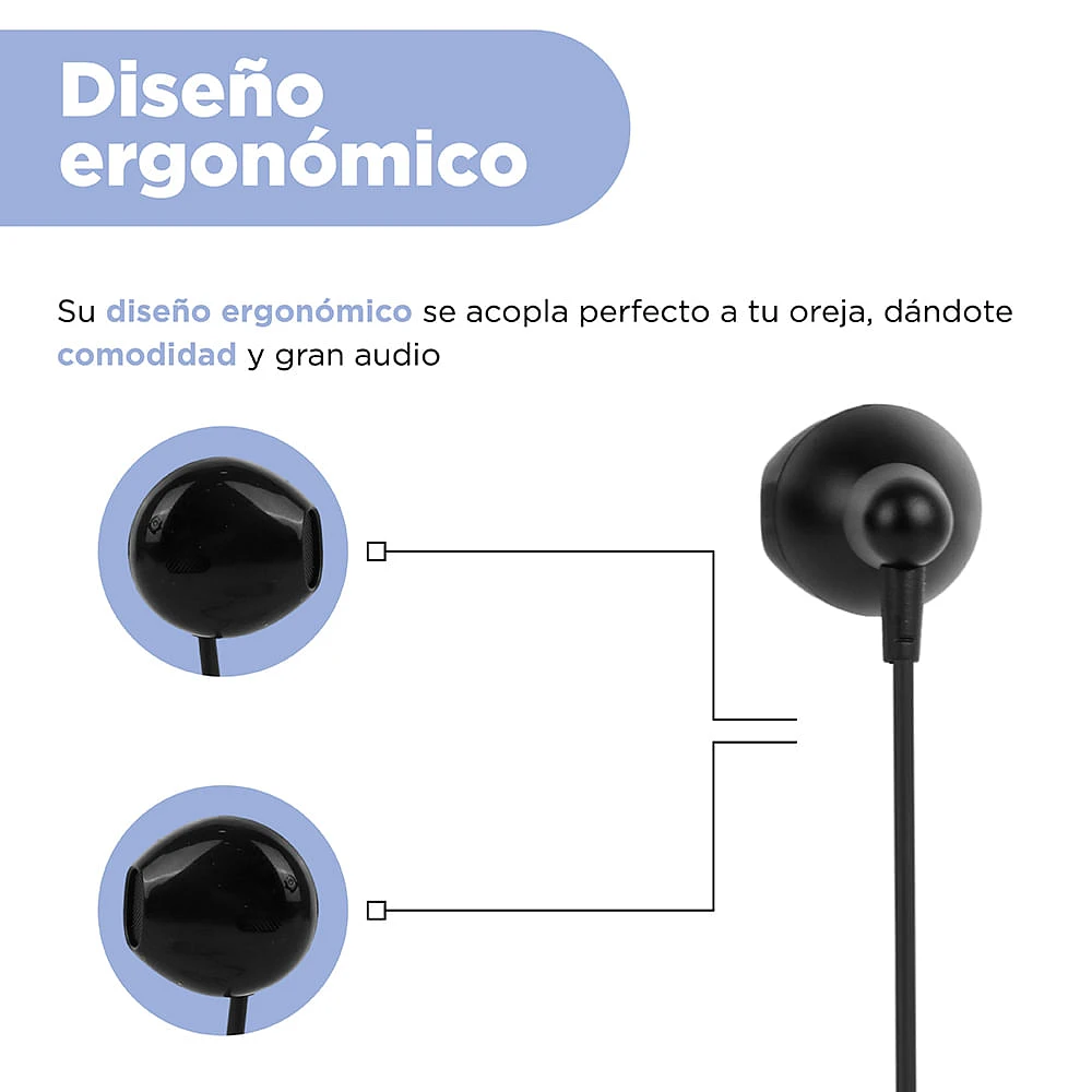 Audífonos De Cable Comando Manos Libres Negros 1.2 m 3.5 mm