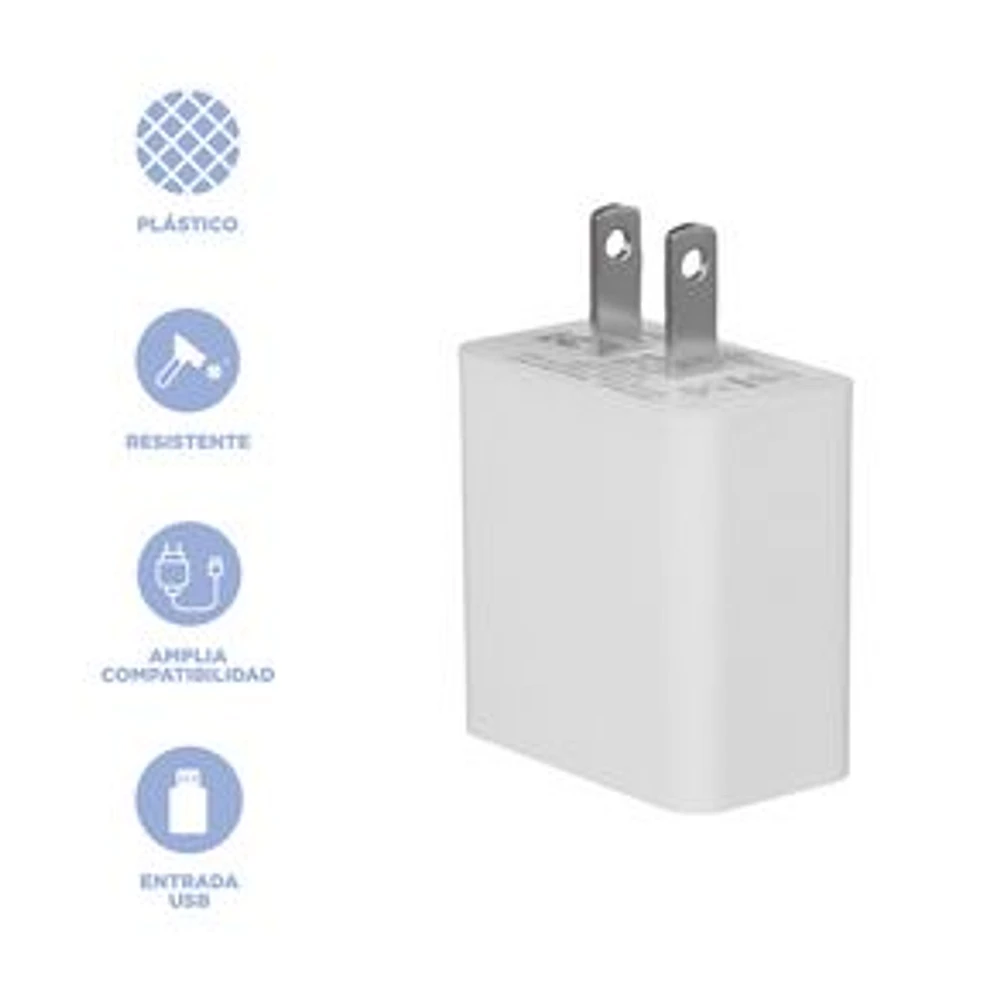 Adaptador De Carga Rápida Con Puerto USB Sintético Blanco 4.5x2.4x4.3 cm 10.5W