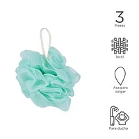 Set Esponjas De Baño Azul, Verde, Rosa 18x11.5 cm