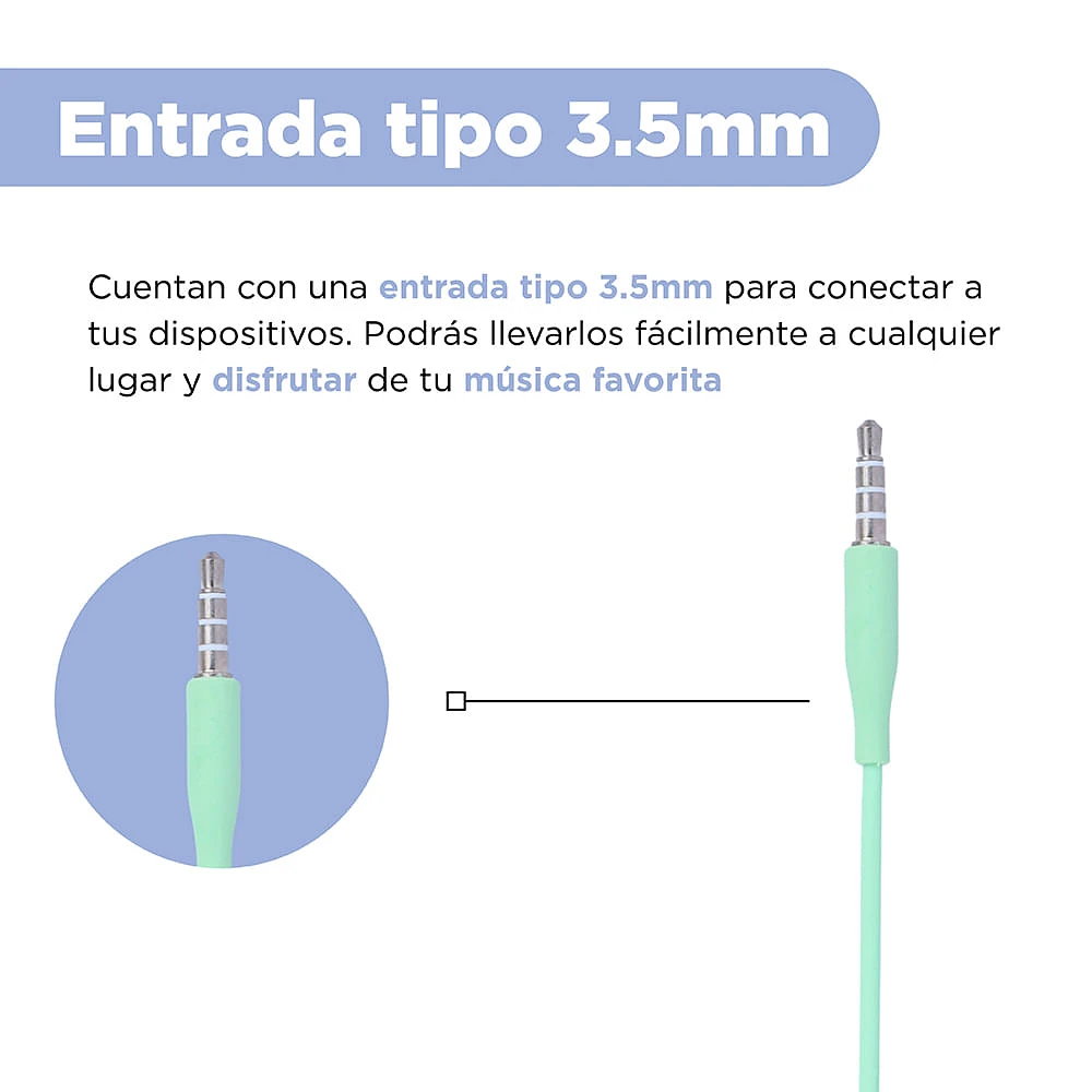 Audífonos De Cable Con Estuche De Capsula Verdes 1.2 m 3.5 mm