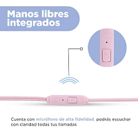 Audífonos De Cable Con Estuche De Capsula Rosas 1.2 m 3.5 mm