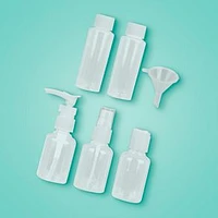 Kit Botellas De Viaje Plástico Transparentes 6 Piezas