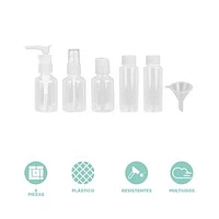 Kit Botellas De Viaje Plástico Transparentes 6 Piezas